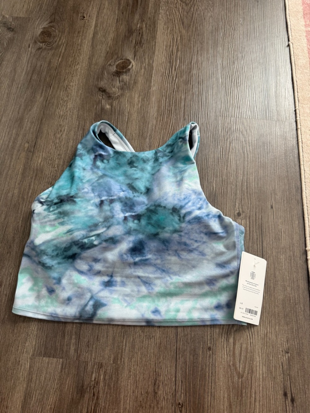 Athleta Conscious Crop Printed Tie-Dye Blue Green Top